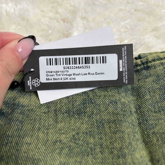 PLT Denim Mini Skirt in Green - Picture 2 of 2